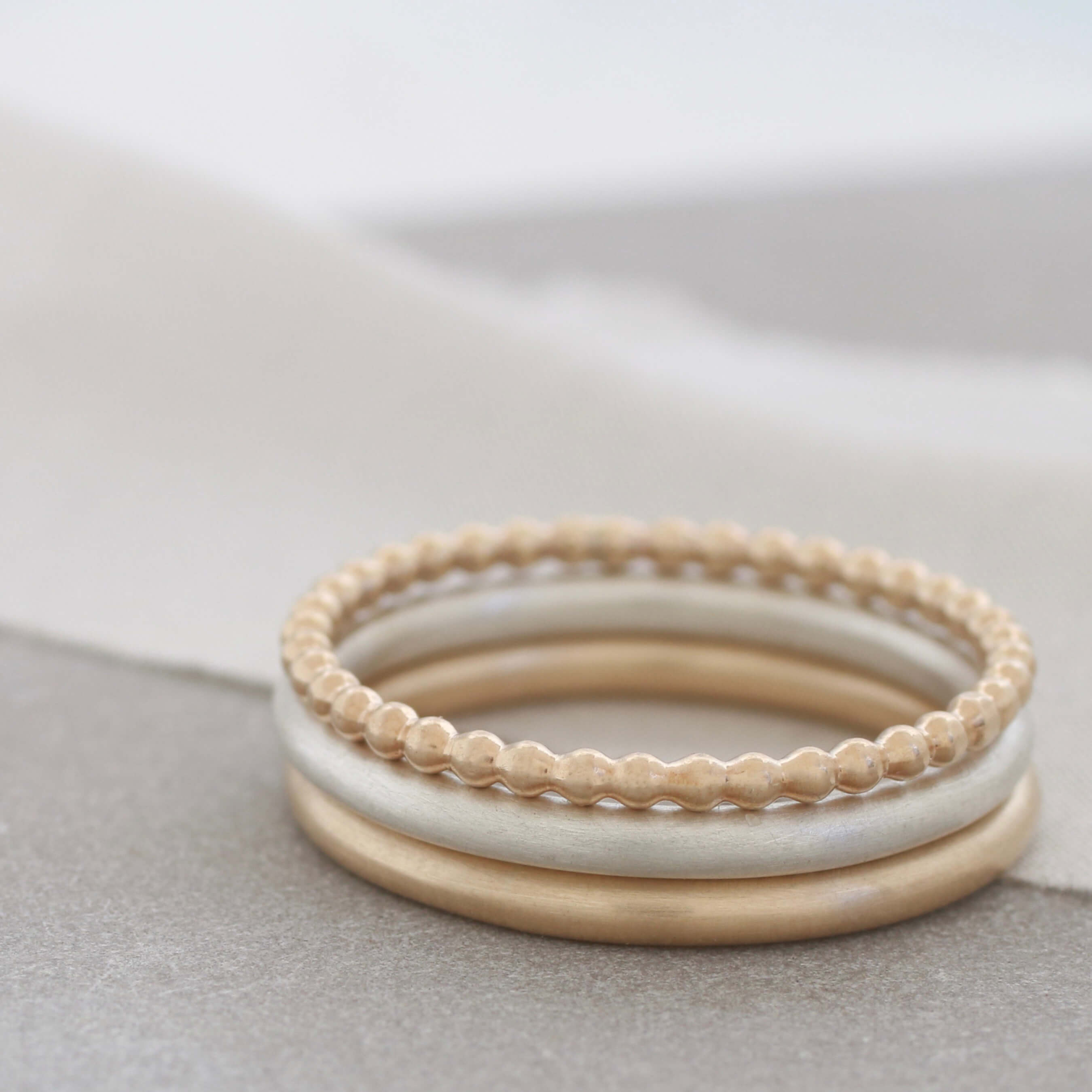 Gold and silver stackable rings