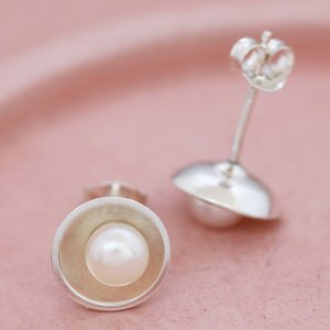bridal sterling silver pearl stud earrings