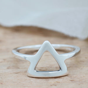 Silver Triangle Ring. Geometric Ring