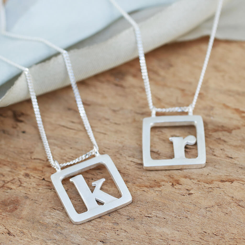 silver initial necklace
