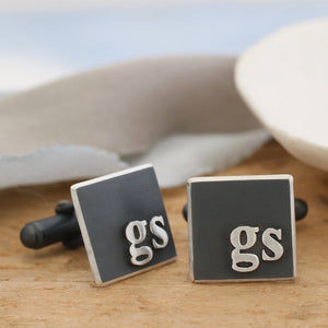 personalised silver monogram cufflinks