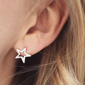 Silver Star Stud Earrings 