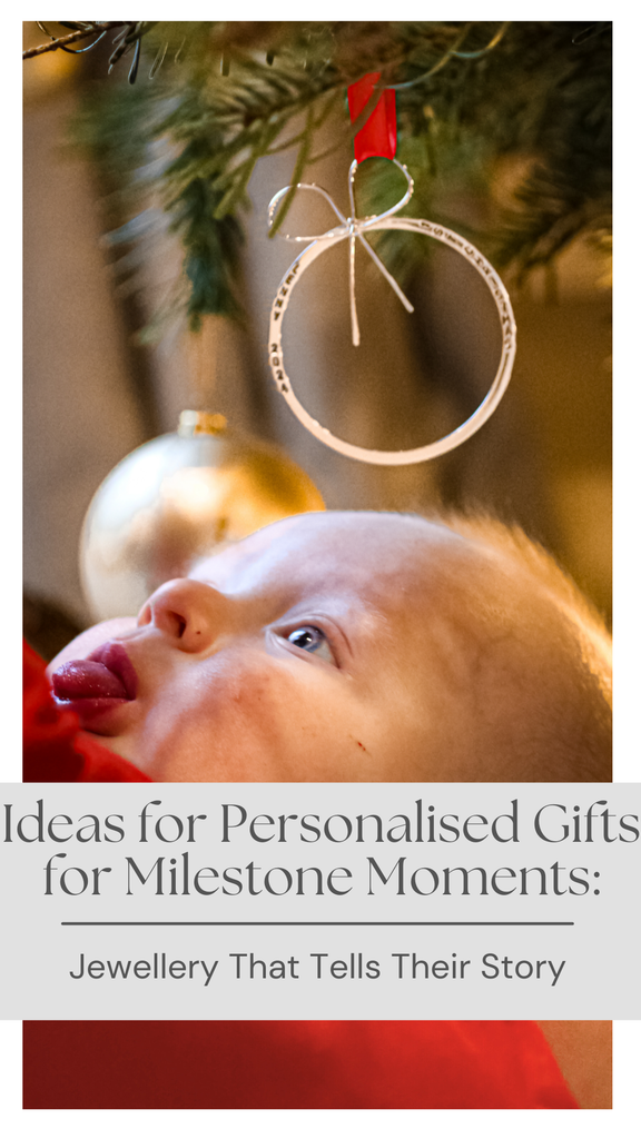 Jewellery That Tells Their Story blog title with a personalised baby bauble – ideas for personalised gifts for baby’s first Christmas