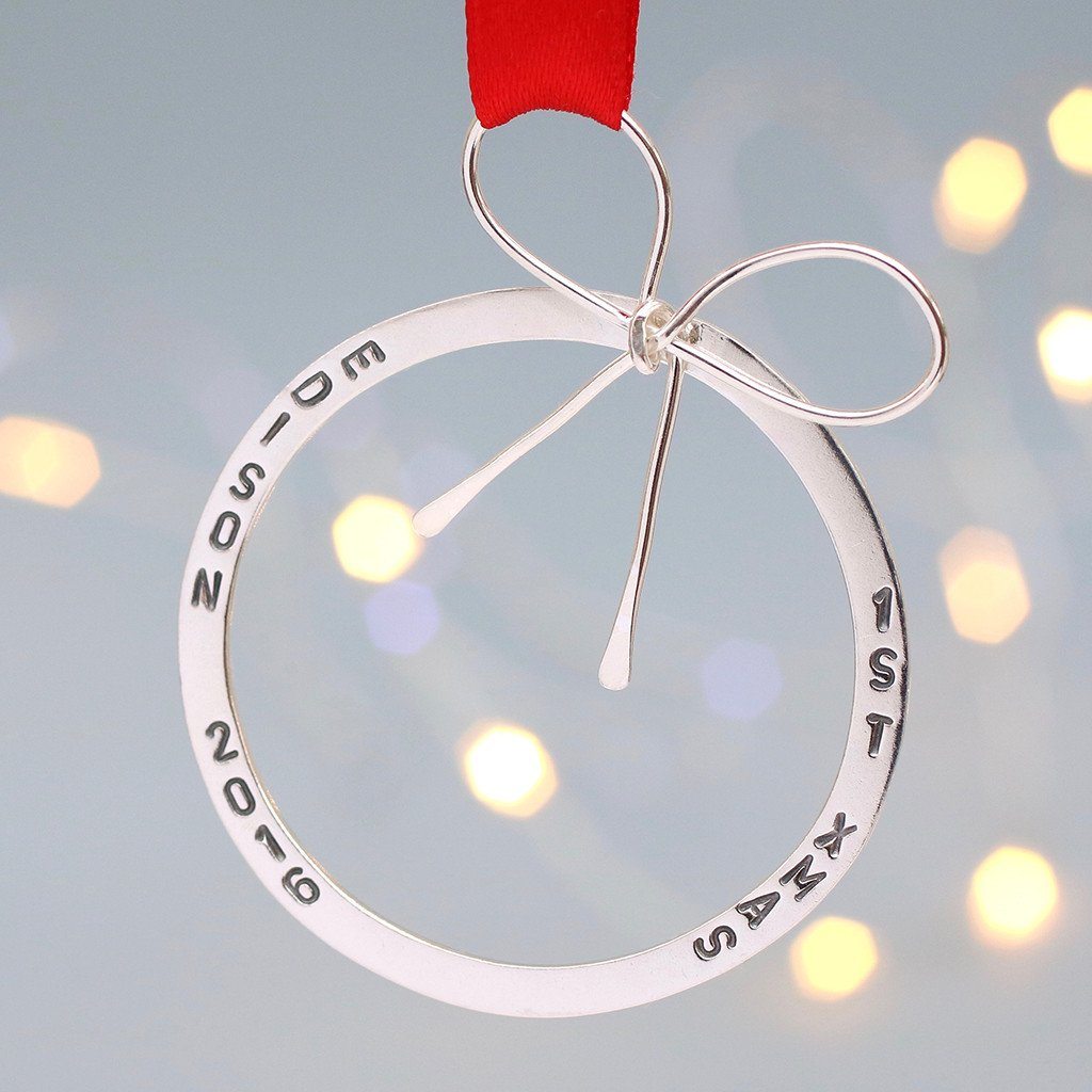 personalised silver christmas decorations