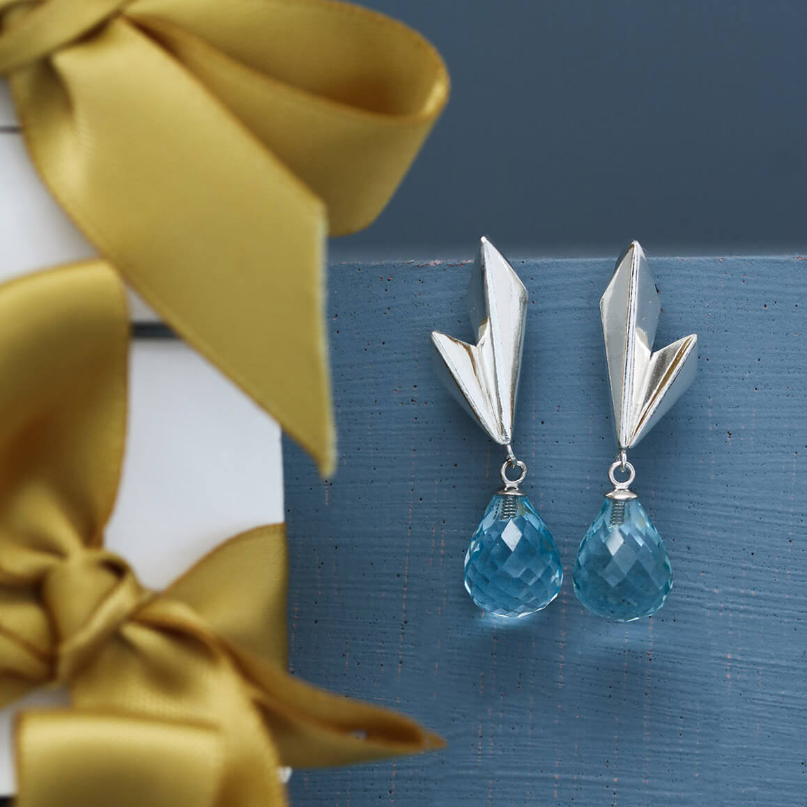 Workshop Original Sky Blue Topaz Dropper Earrings
