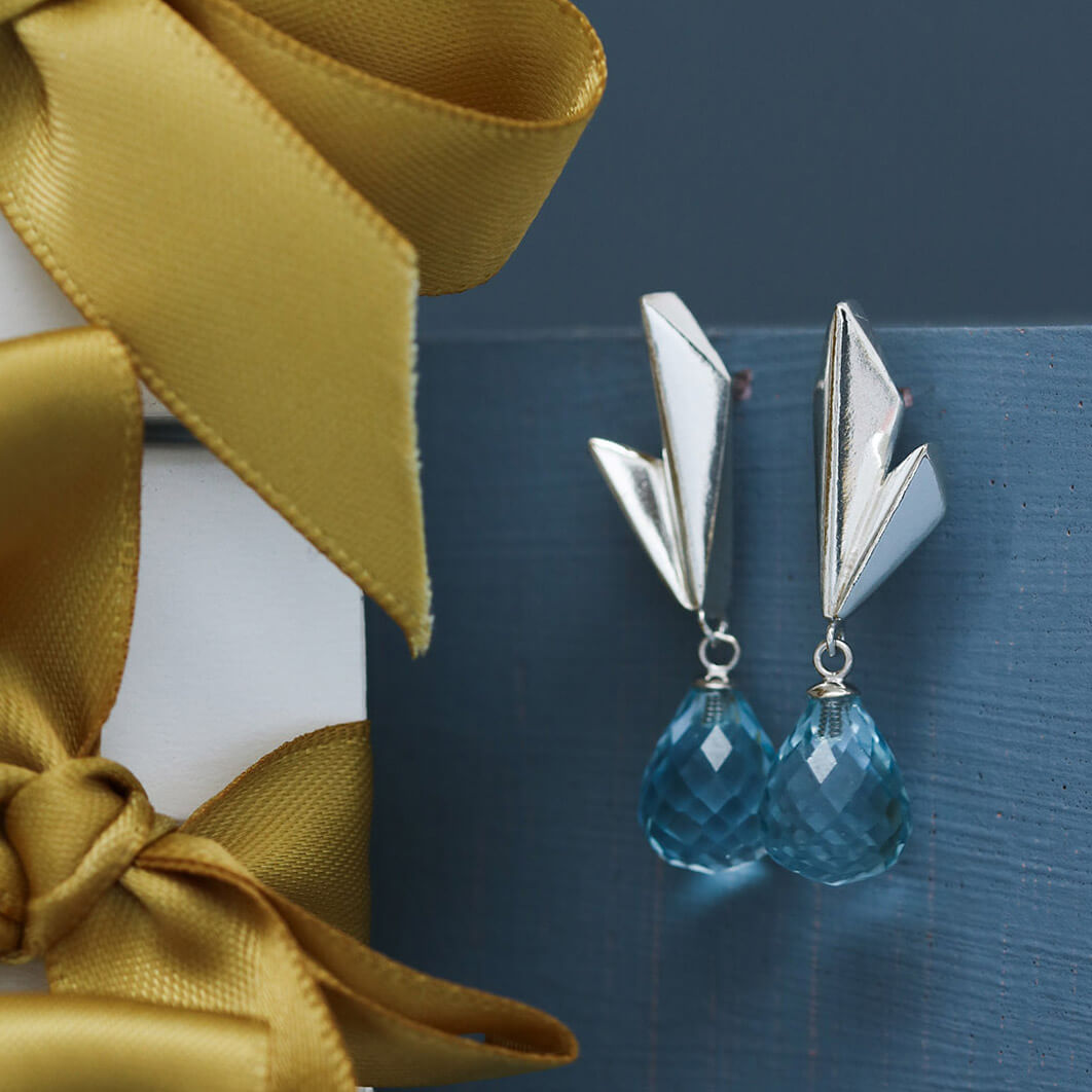 Workshop Original Sky Blue Topaz Dropper Earrings