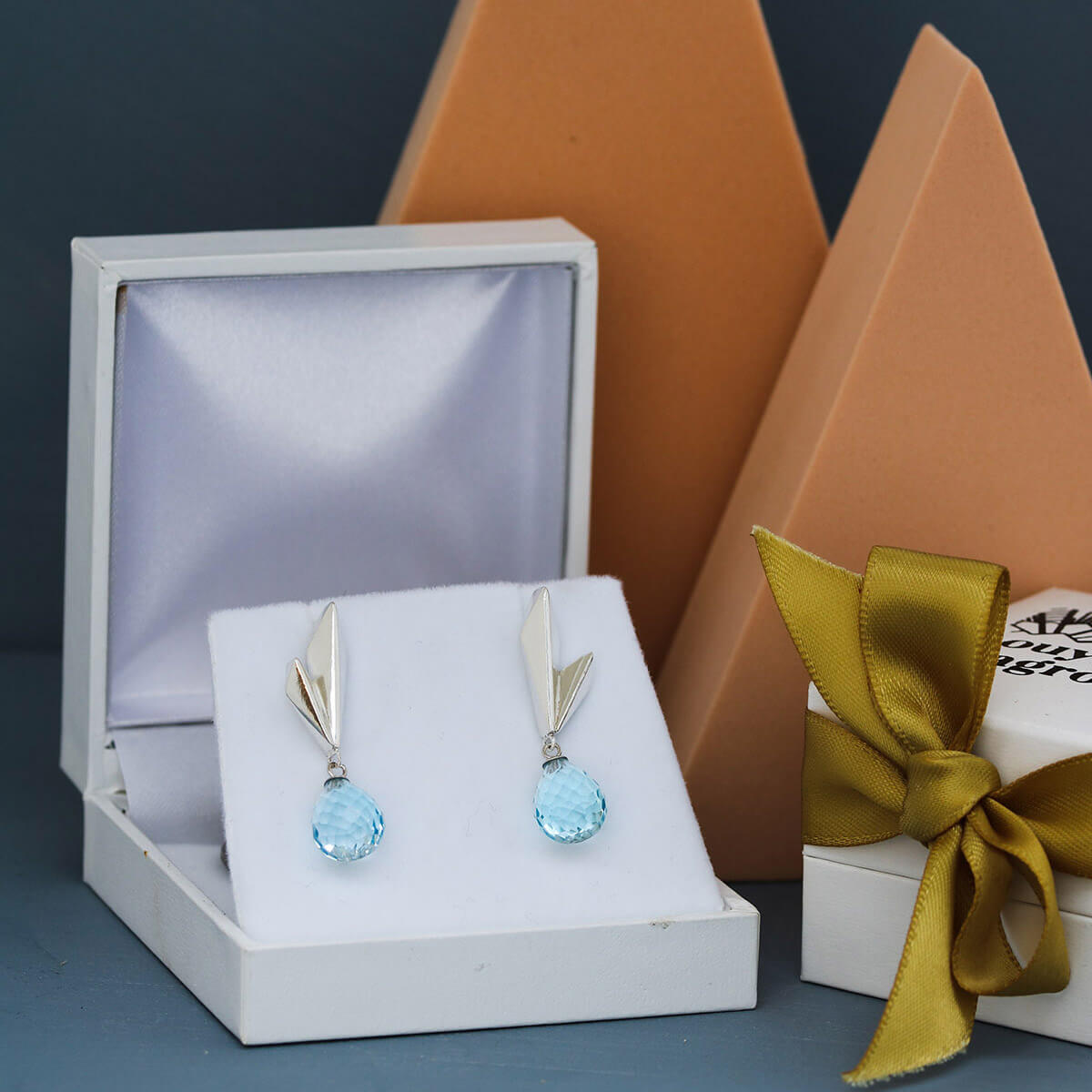 Workshop Original Sky Blue Topaz Dropper Earrings