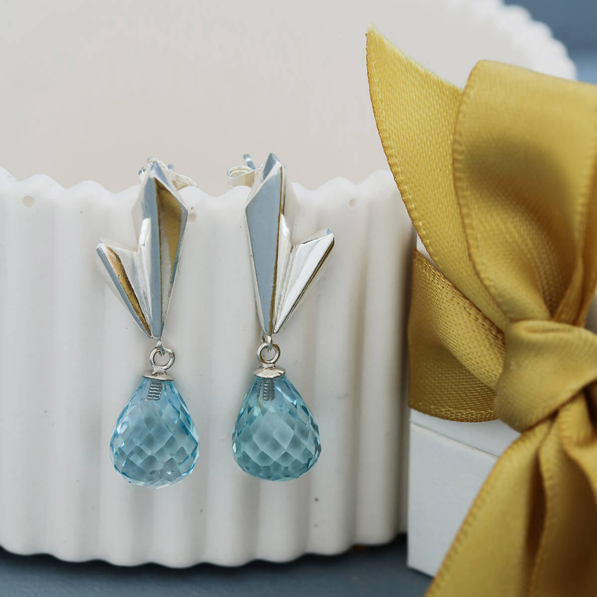 Workshop Original Sky Blue Topaz Dropper Earrings