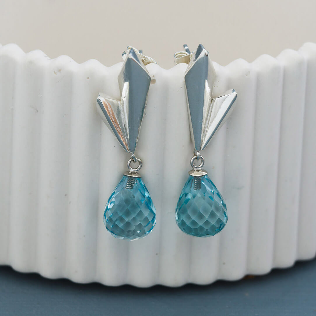 Workshop Original Sky Blue Topaz Dropper Earrings