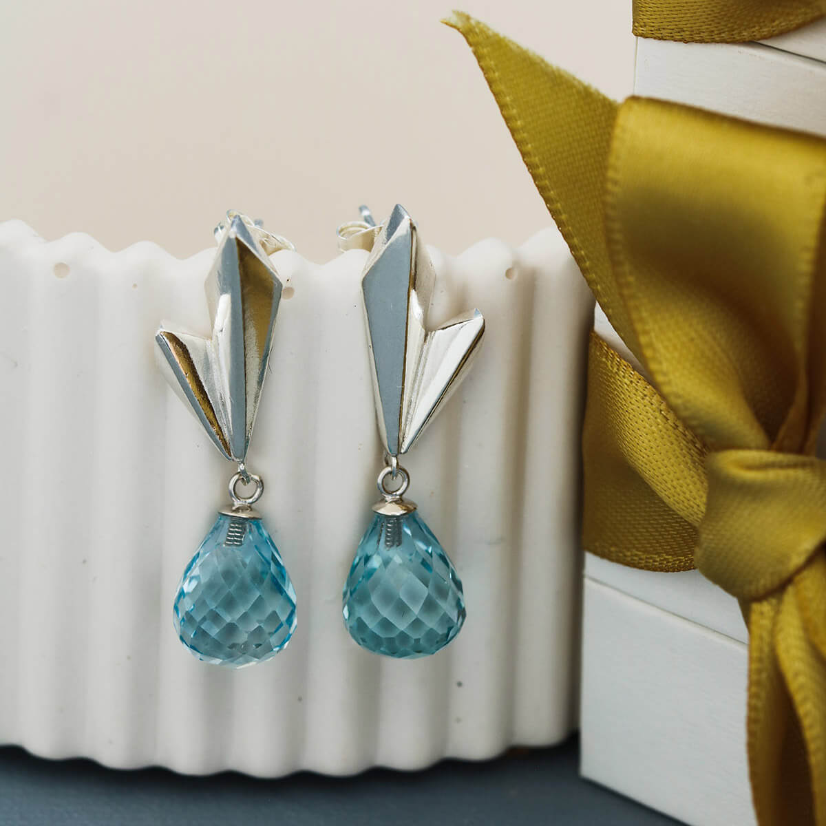 Workshop Original Sky Blue Topaz Dropper Earrings