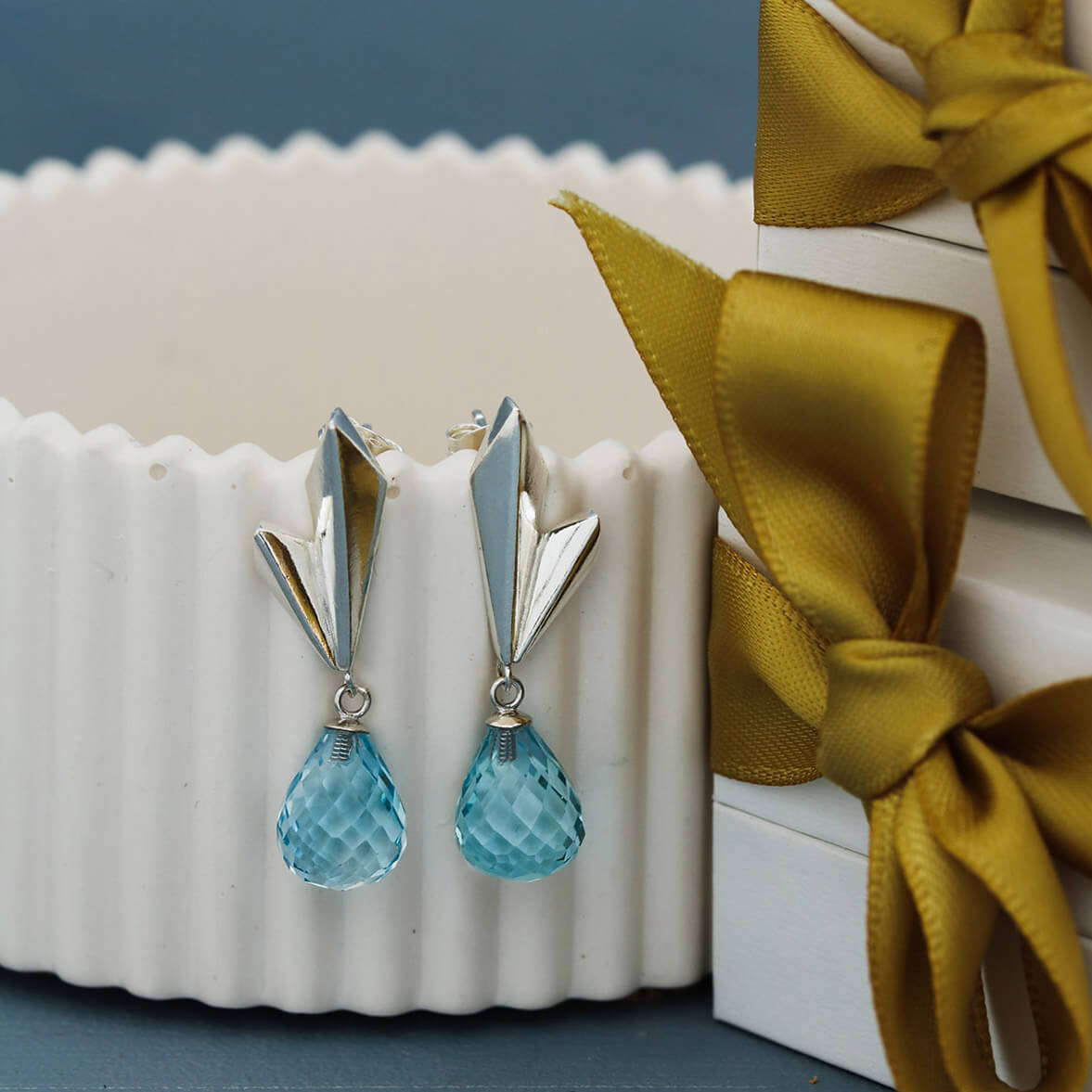 Workshop Original Sky Blue Topaz Dropper Earrings