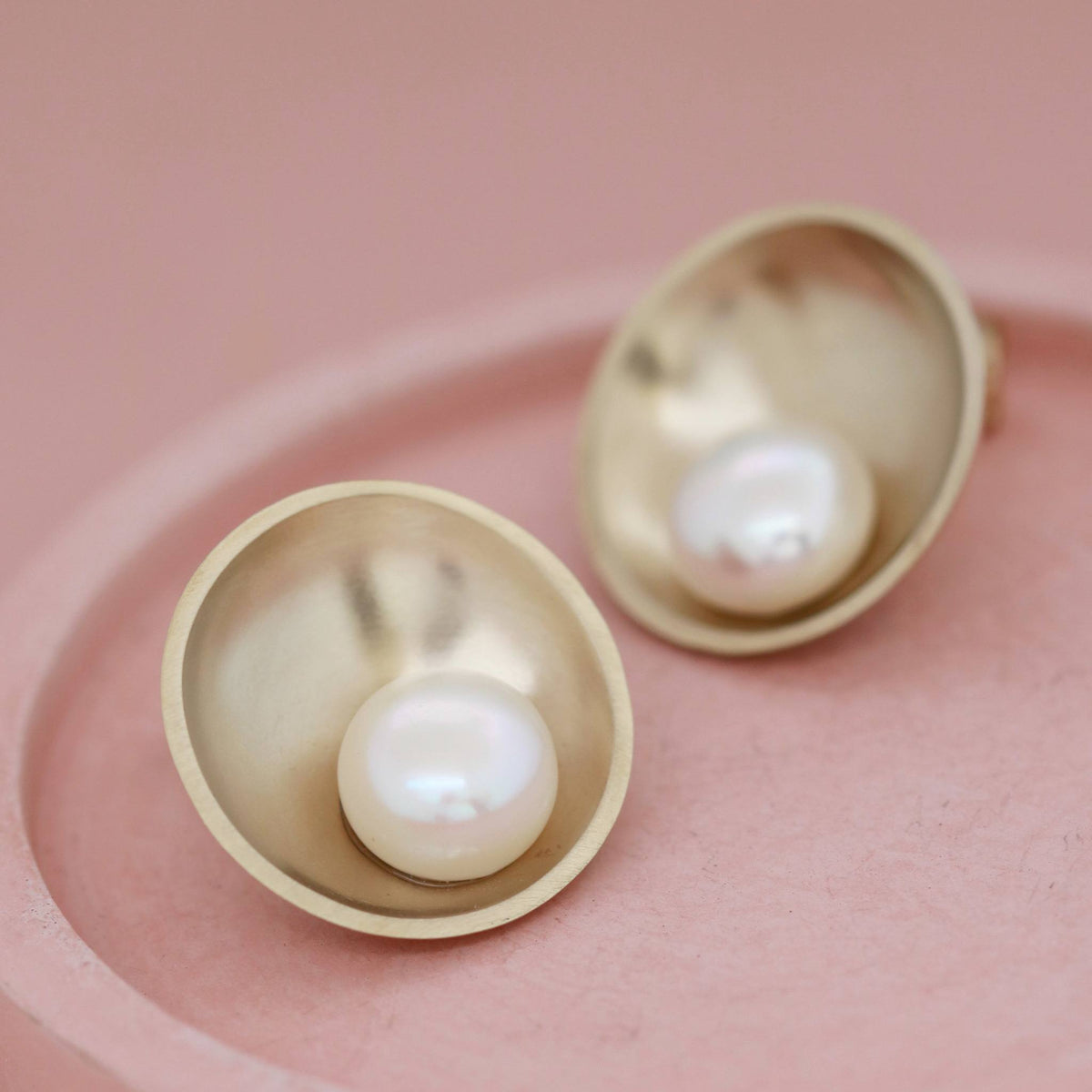 Luxury 9ct gold pearl earrings featuring asymmetrical freshwater pearl detail