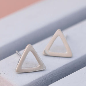 Silver Triangle Earrings sterling silver studs