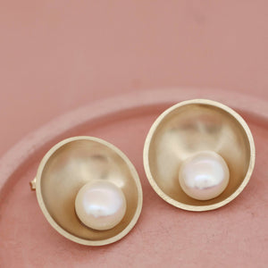Statement bridal earrings handcrafted in solid 9ct gold with 10mm freshwater pearls