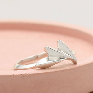 Art Deco silver statement ring with a concertina fan design, handmade to order in the chosen ring size