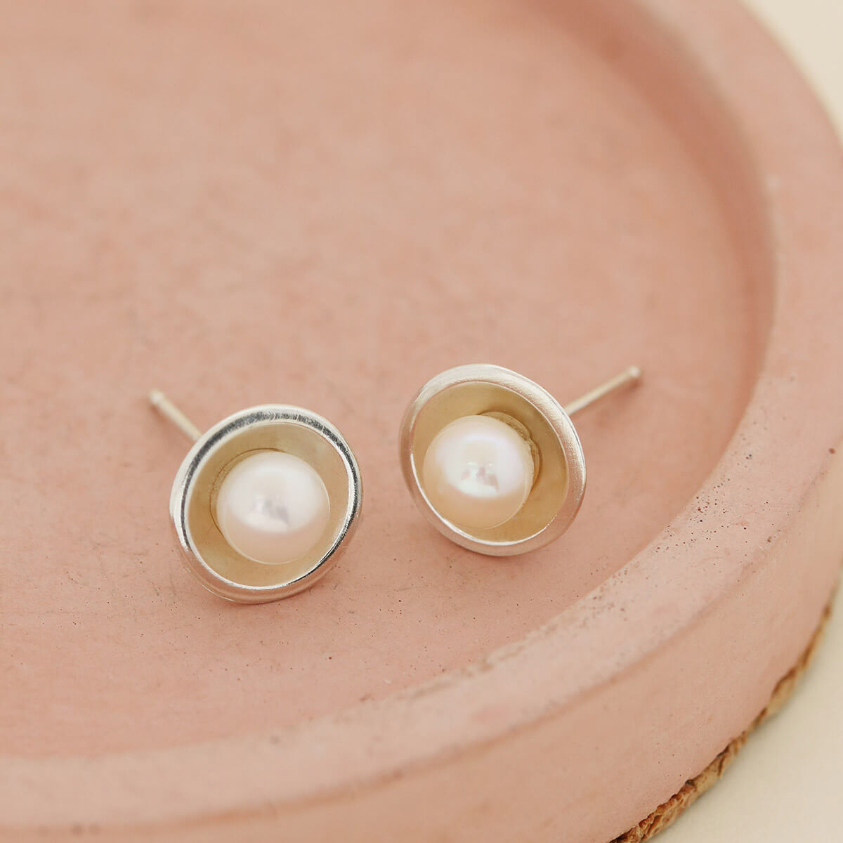Sterling Silver Pearl Stud Earrings