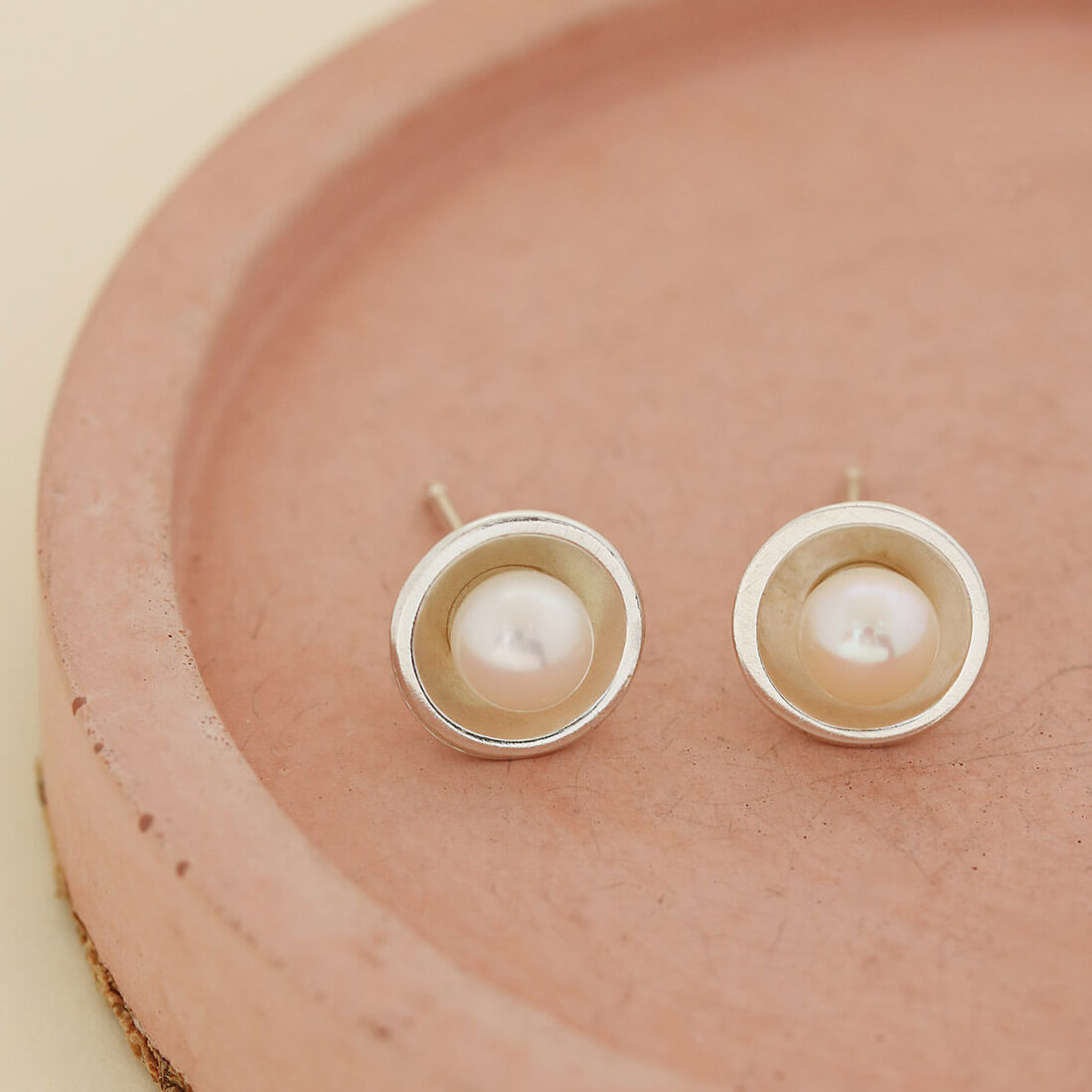 Sterling Silver Pearl Stud Earrings