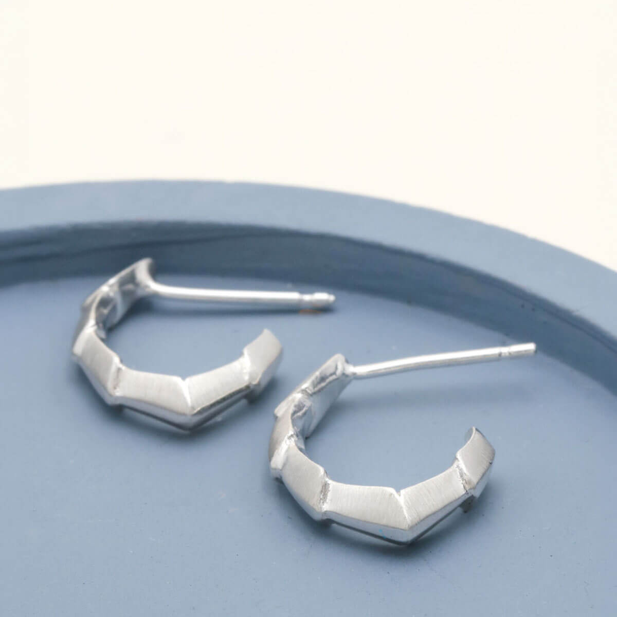 Solid sterling silver half hoop earrings, versatile silver hoop earrings for everyday wear or a second piercing