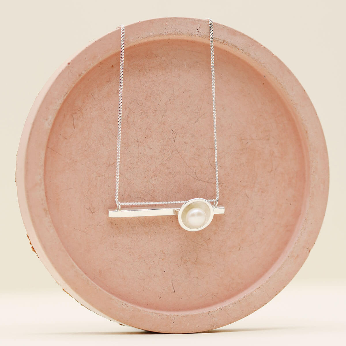 Handmade contemporary pearl necklace with a genuine 5mm freshwater pearl and fine diamond-cut curb chain.