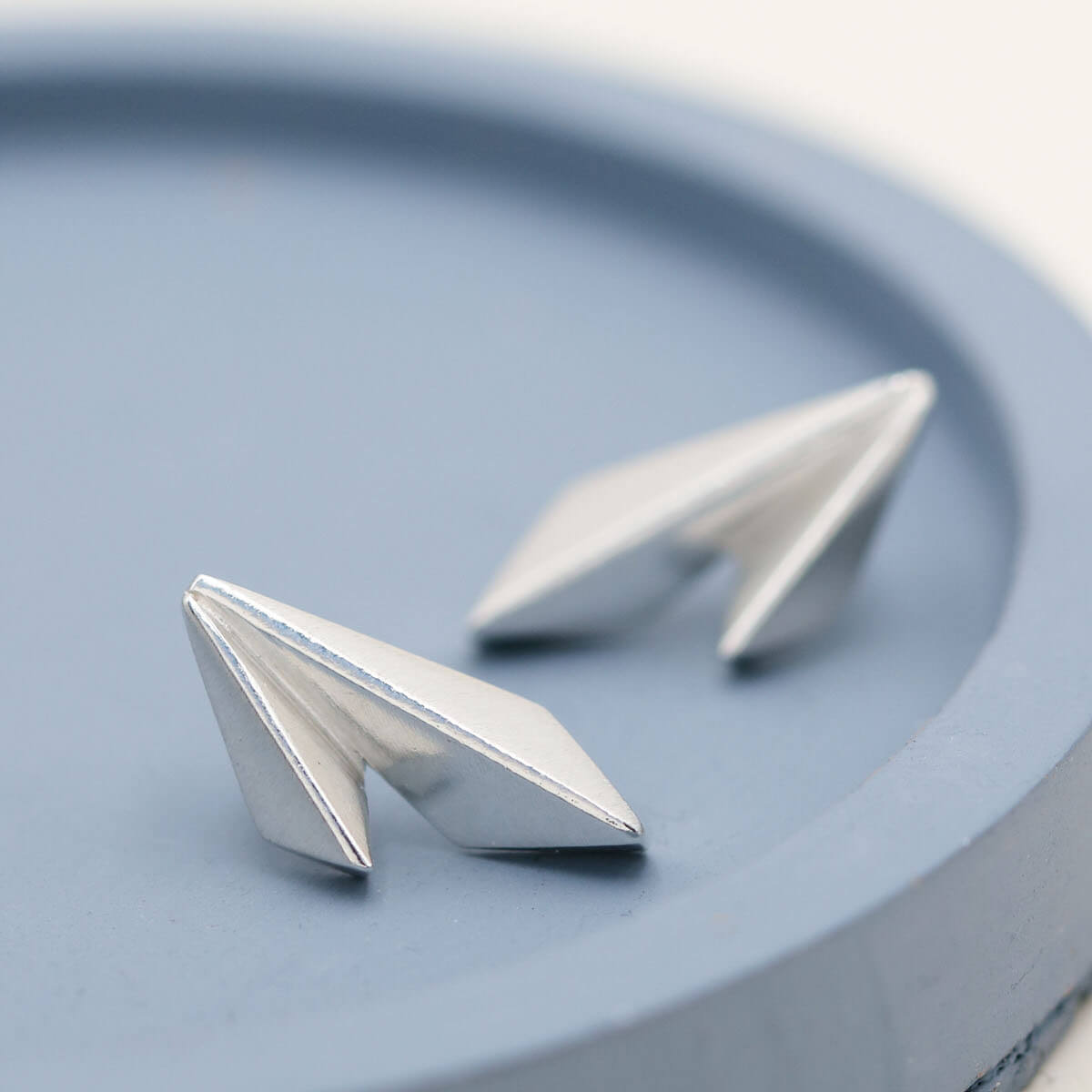Elegant silver stud earrings with a double-kite design, a distinctive jewellery gift for her
