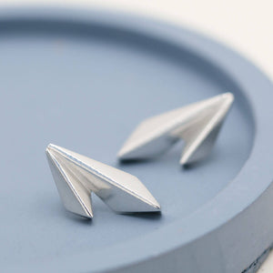 Elegant silver stud earrings with a double-kite design, a distinctive jewellery gift for her
