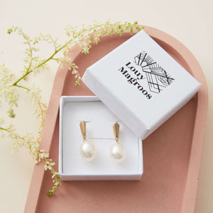 9ct gold pearl earrings presented in luxury gift box – 9ct gold pearl earrings ideal gold bridal earrings and anniversary gift