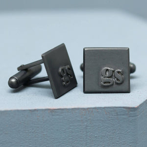 Personalised GS cufflinks in oxidised sterling silver, meaningful wedding gift for the groom or husband-to-be
