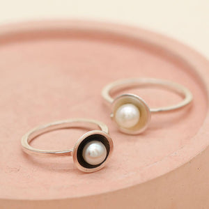 Sterling silver stackable pearl ring with freshwater pearl