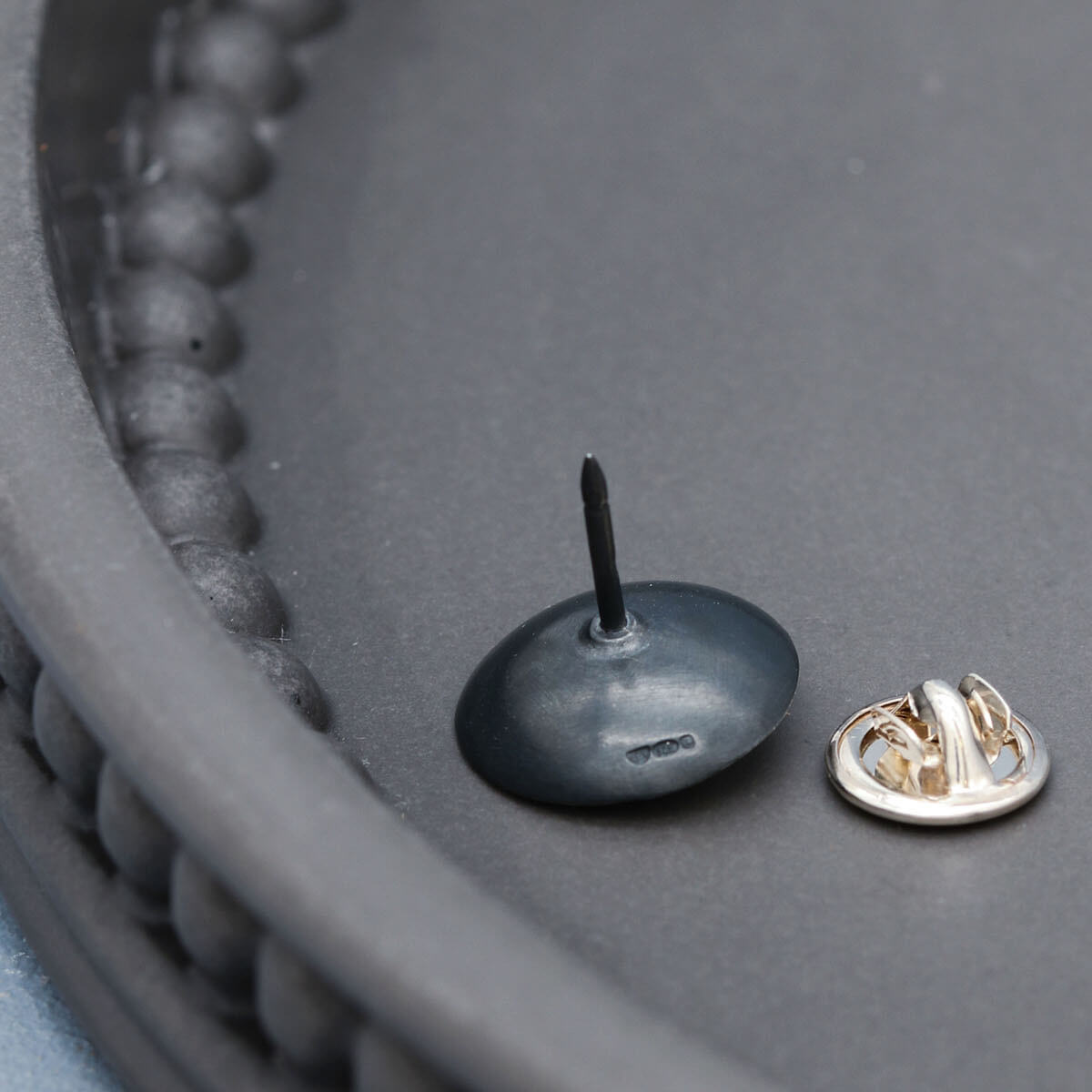 Black sterling silver tie pin with genuine freshwater pearl, handcrafted for weddings, anniversaries and formal occasions.