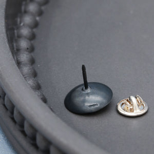 Black sterling silver tie pin with genuine freshwater pearl, handcrafted for weddings, anniversaries and formal occasions.