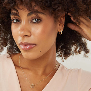 Real gold small hoop earrings modelled, 9ct hoop earrings elegant gift for her