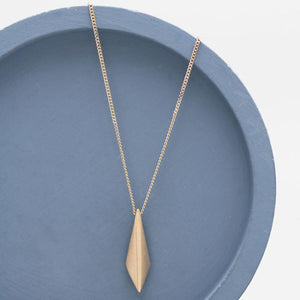 Handmade 9ct gold pendant necklace with a kite-shaped solid gold pendant, elegant milestone birthday gift for her
