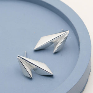 Solid sterling silver Art Deco stud earrings, a distinctive choice for bridal jewellery or a bridesmaid gift
