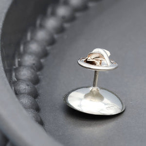 Sterling silver pearl lapel pin inspired by Art Deco design and handmade using traditional silversmithing techniques.