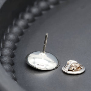 Handmade pearl jewellery for men featuring a sterling silver tie pin with genuine freshwater pearl.