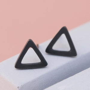 Oxidised black earrings, handmade Silver Triangle Earrings 
