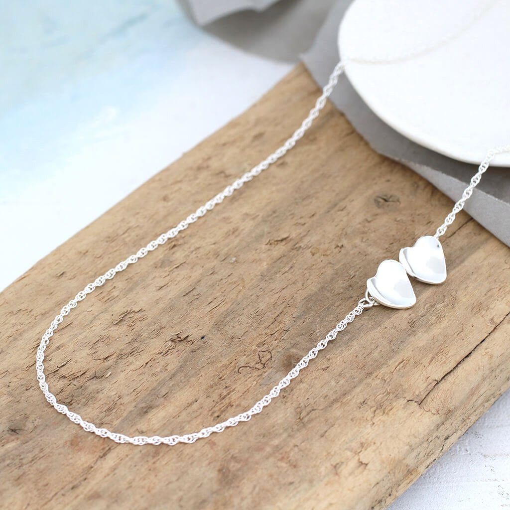 simple heart necklace silver