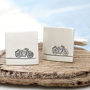 Personalised Motorbike Cufflinks. Gift For Dad