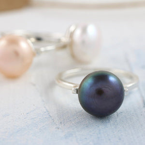 blue pearl cocktail ring