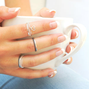 silver beaded stacking rings