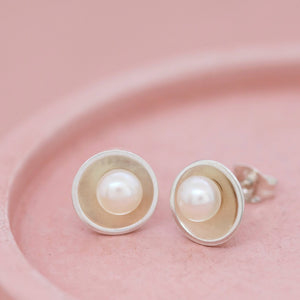 bridesmaid sterling silver pearl stud earrings