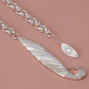 Chunky Silver Feather Necklace