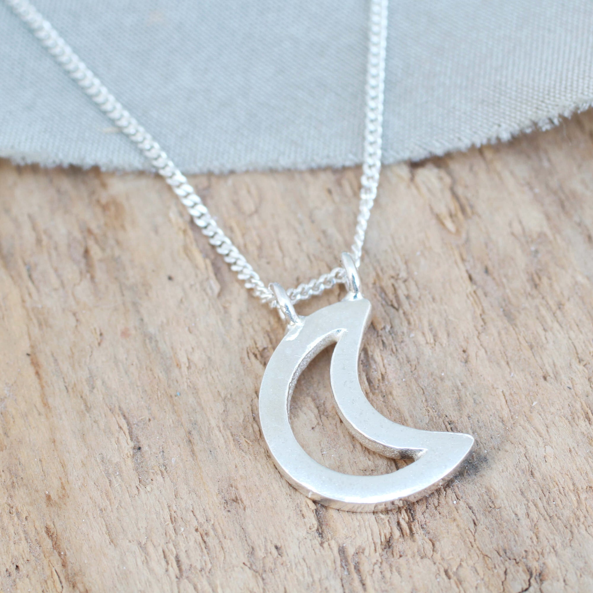 Silver Moon Necklace - Geometric Pendant