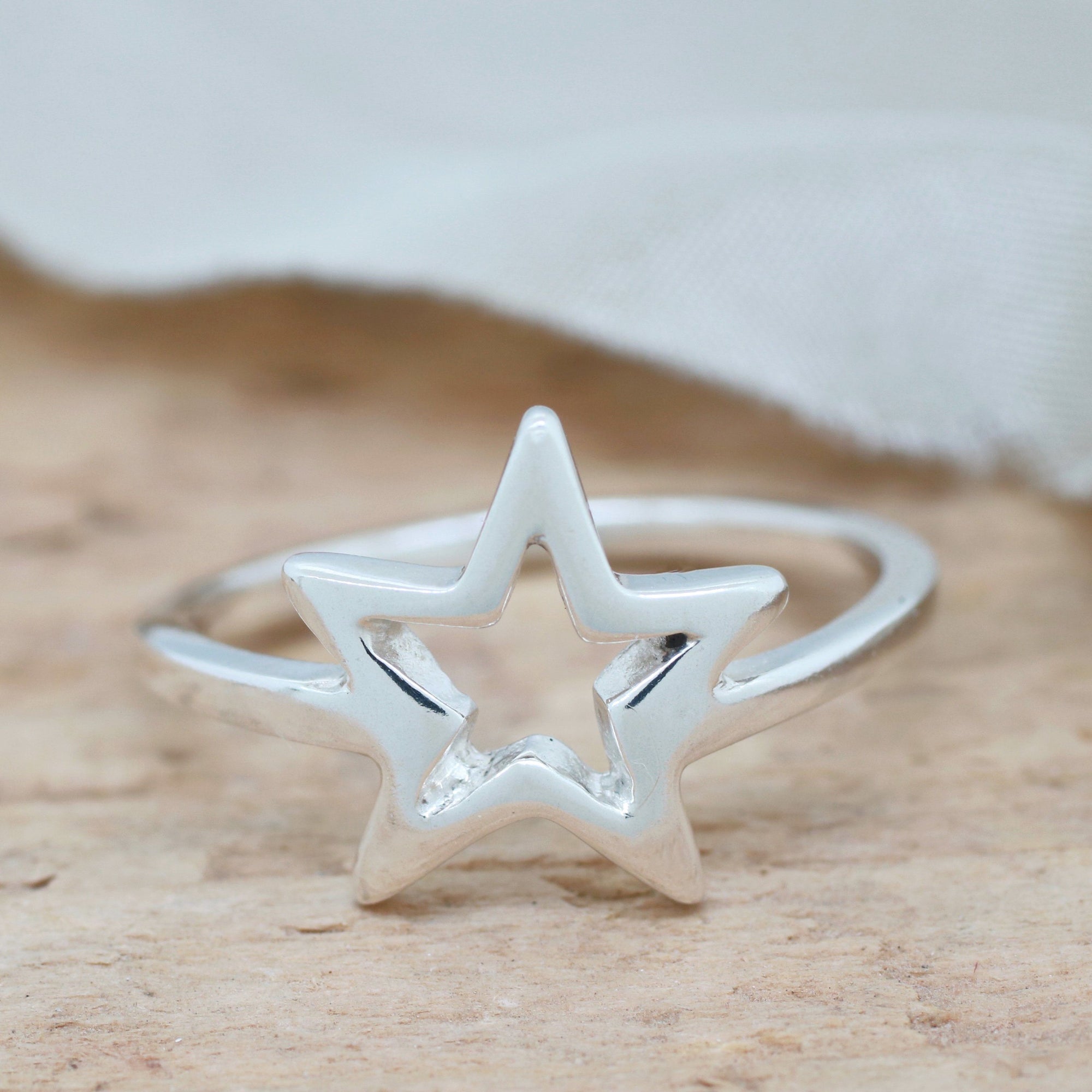 Silver Star Ring. Geometric Ring