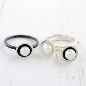 dainty stackable pearl ring