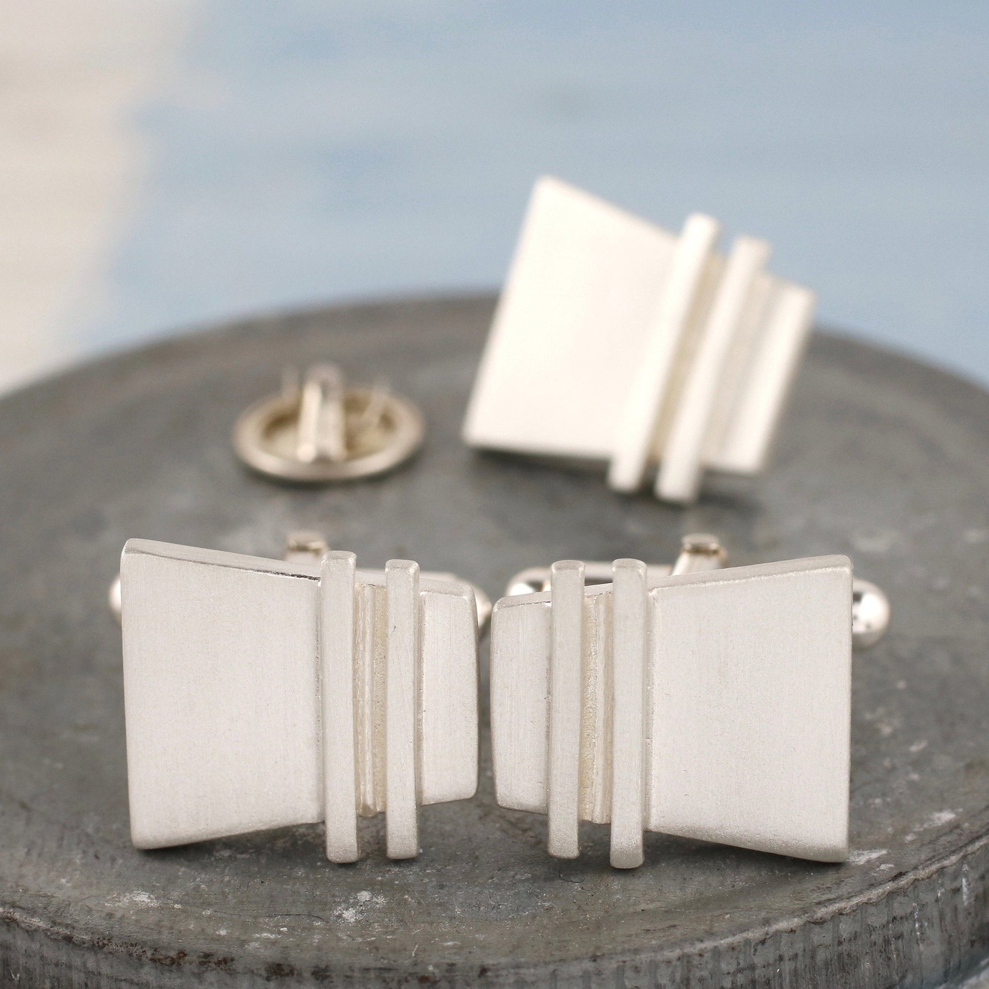 Subtle Tie Pin Geometric Tie Pin. Sterling Silver Pinstripe - Louy Magroos