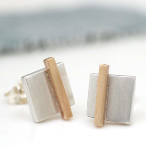 Silver and 9ct gold earrings