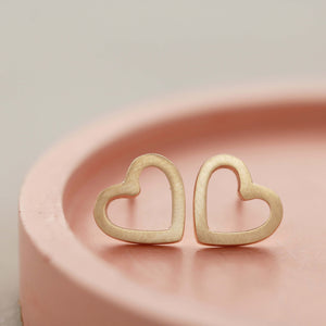 gold stud heart earrings