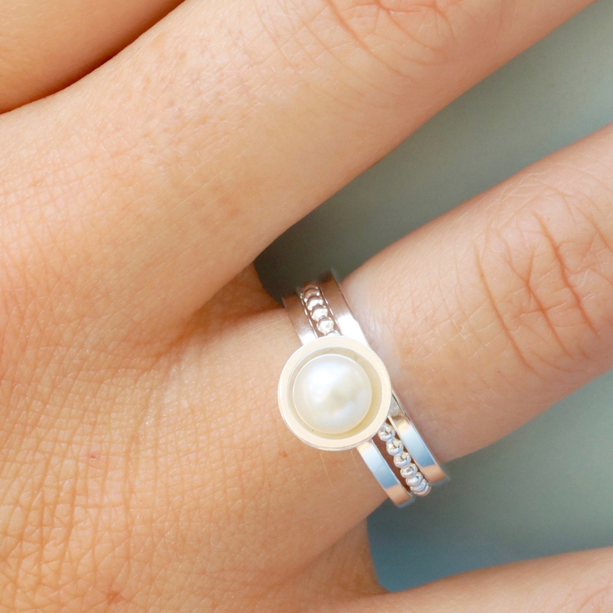 handmade Pearl stackable rings