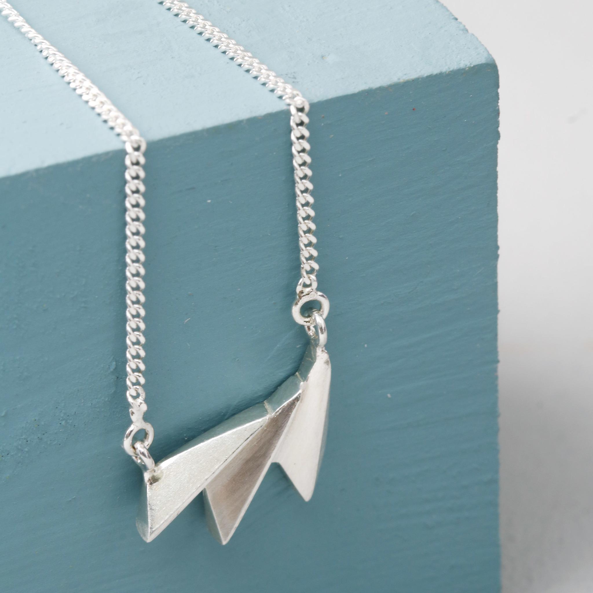 silver fan necklace for her
